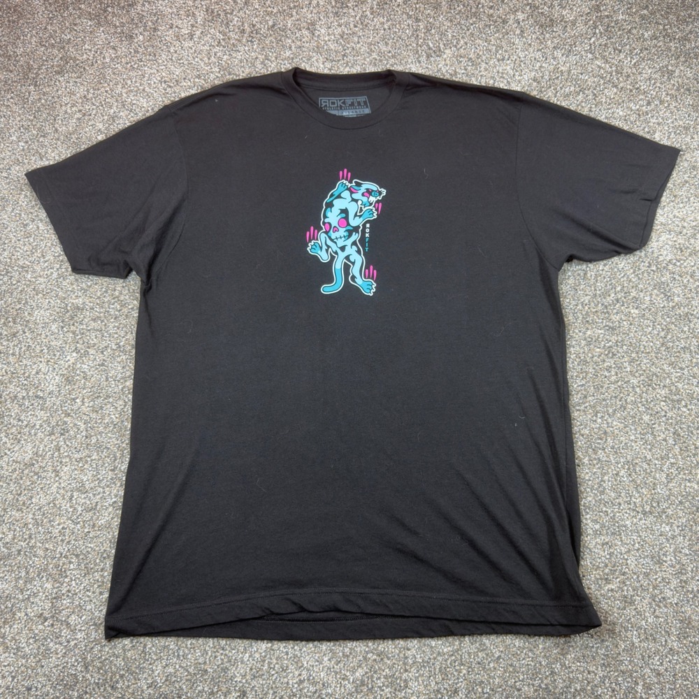 Rokfit Athletic Streetwear Mens XL Black Wild & Free Graphic T-Shirt Skull XL
